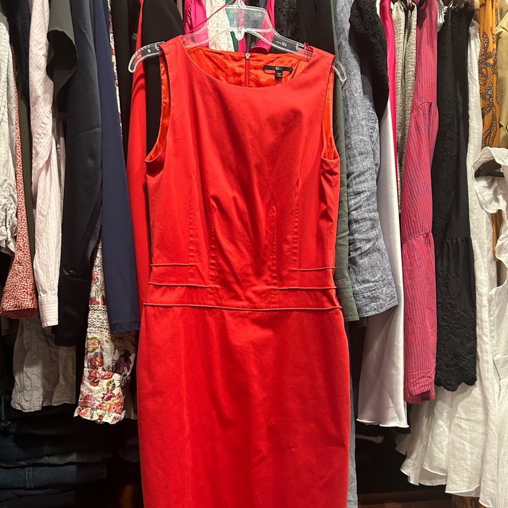 Boss Hugo Boss red orange midi dress small IT 38 US 2